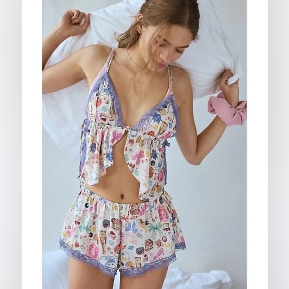Out From Under Lola Satin Flyaway Cami & Micro Short Set